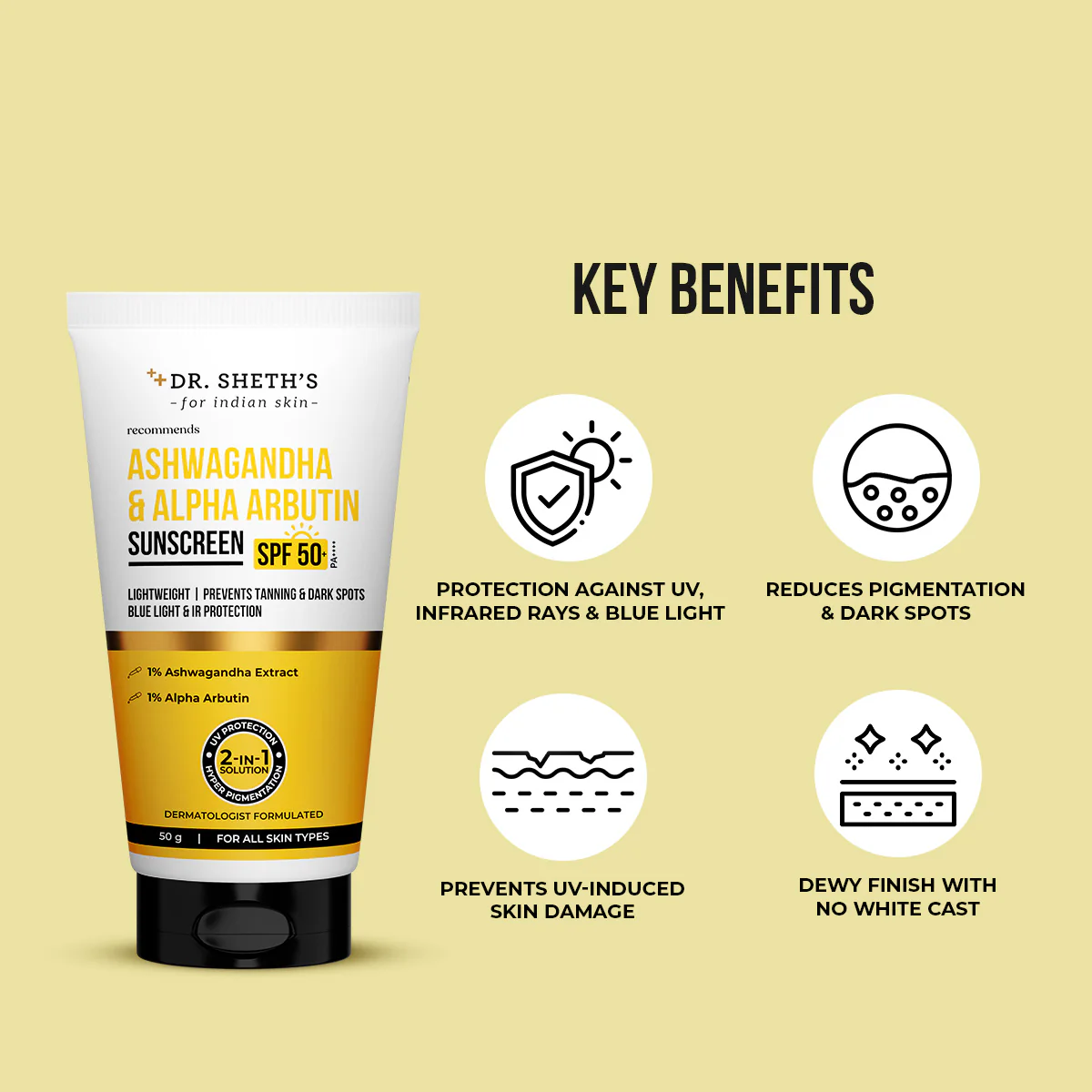 Ashwagandha & Alpha Arbutin Sunscreen - 50g - Image 3