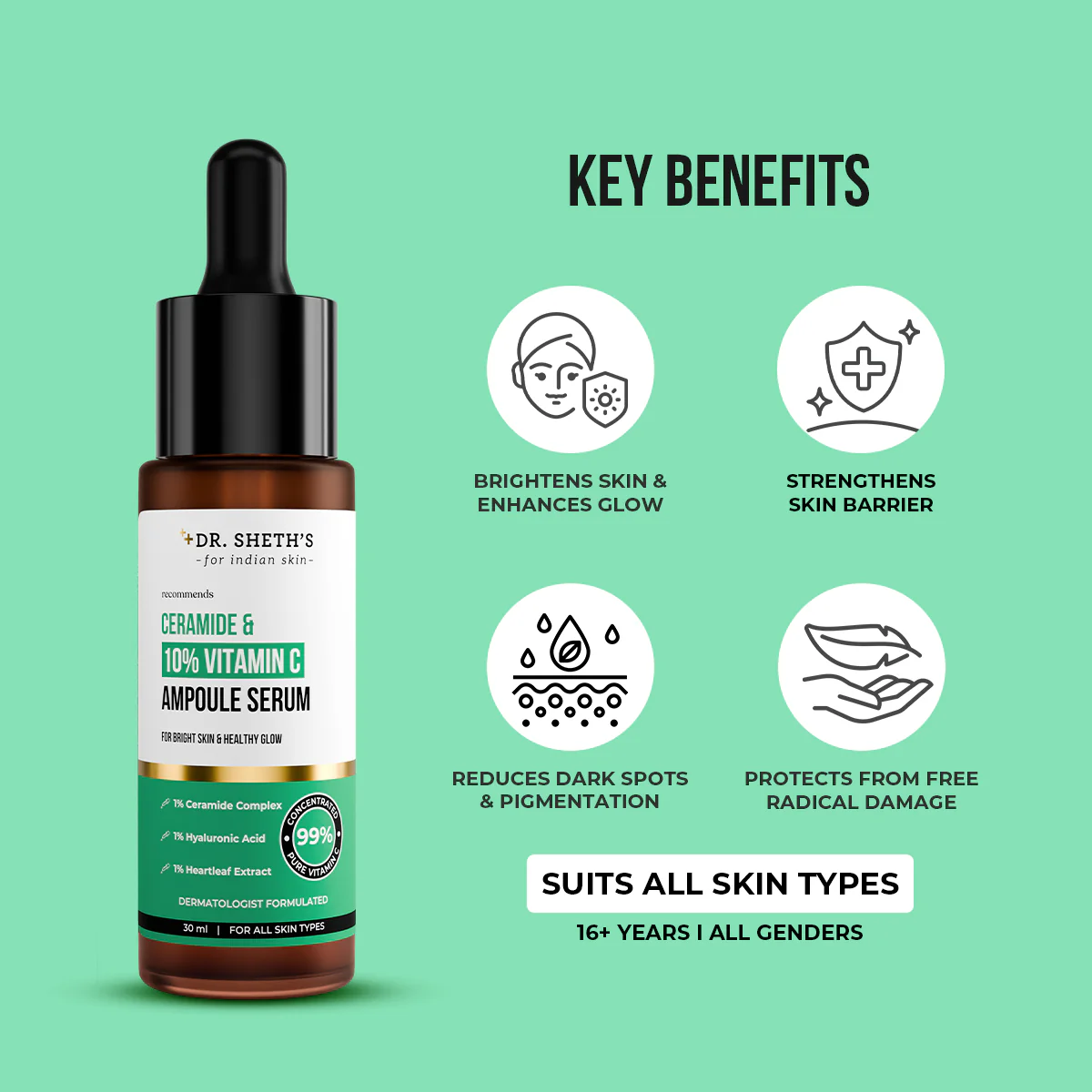 Non-Irritating Ceramide & 10% Vitamin C Ampoule Serum - 30ml - Image 3