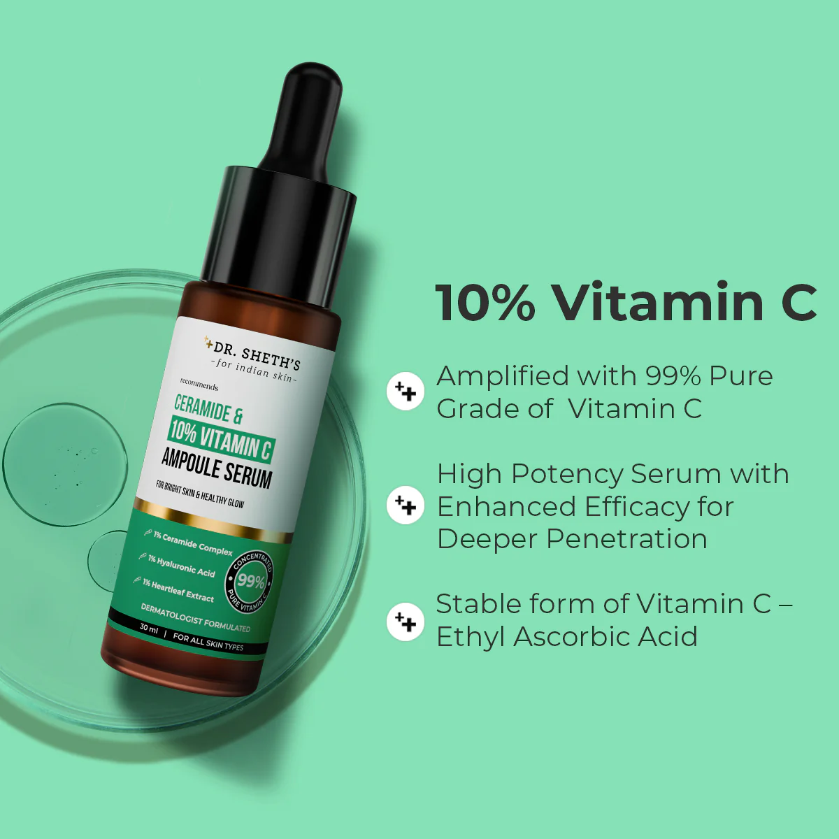 Non-Irritating Ceramide & 10% Vitamin C Ampoule Serum - 30ml - Image 5