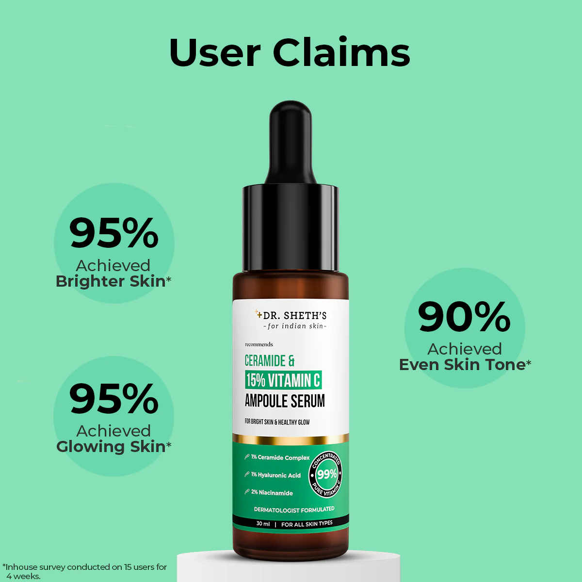 Non-Irritating Ceramide & 15% Vitamin C Ampoule Serum - 30ml - Image 5