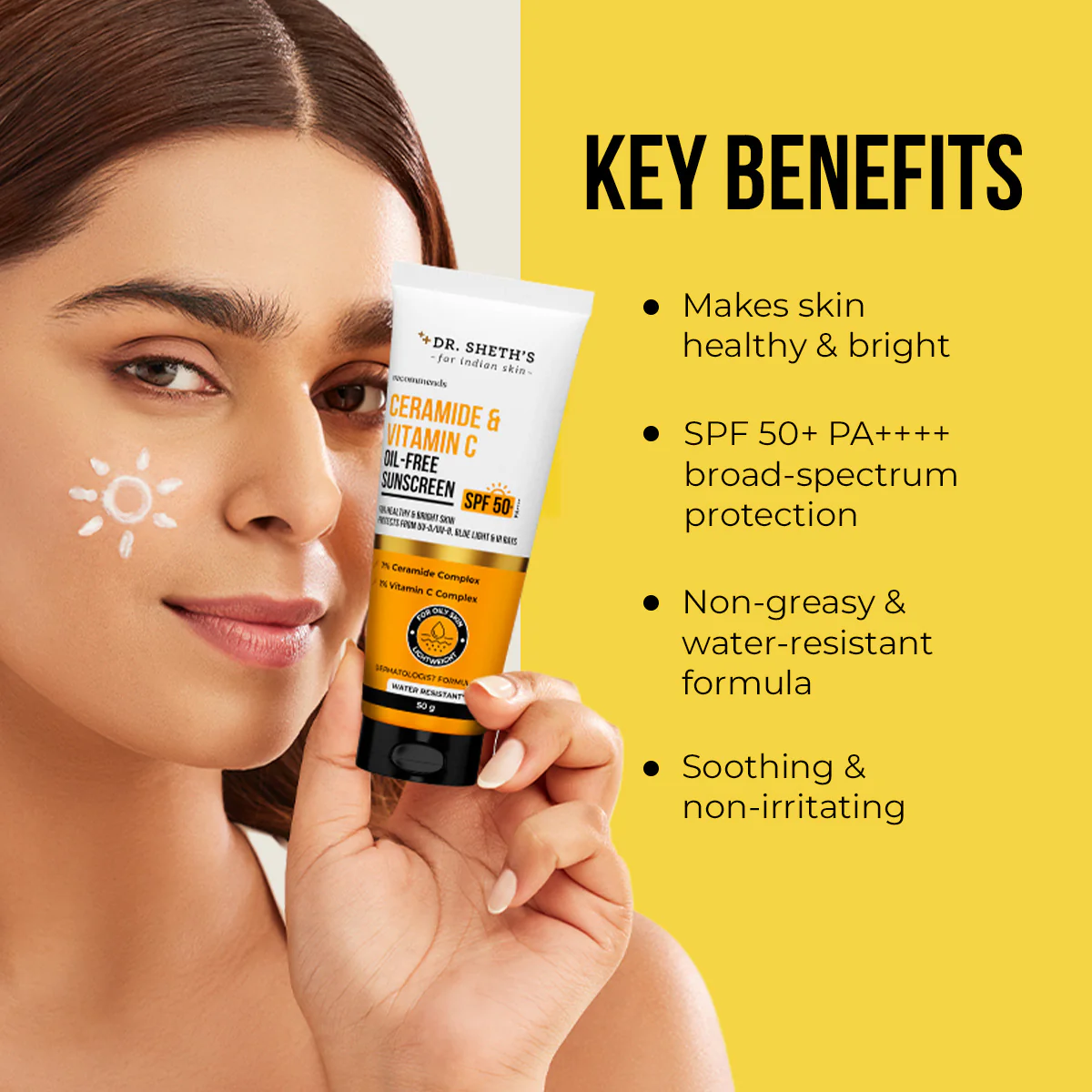 Ceramide & Vitamin C Oil Free Sunscreen - 50 gm In-Vivo Tested SPF 50+ PA ++++ - Image 4