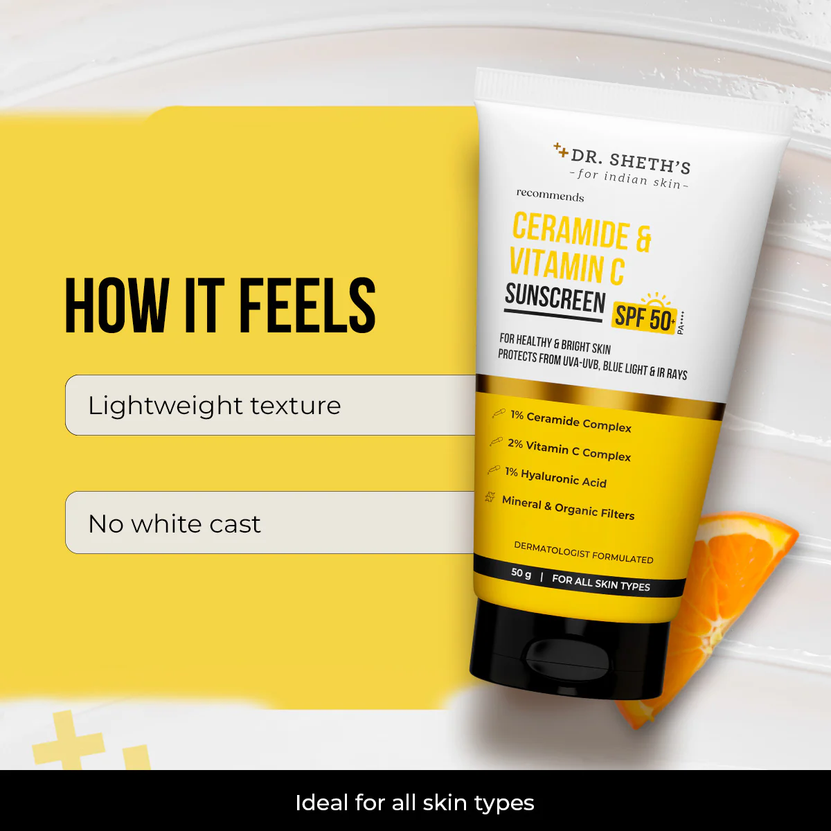 Ceramide & Vitamin C Sunscreen - 50 gm In-Vivo Tested SPF 50+ PA ++++ - Image 6