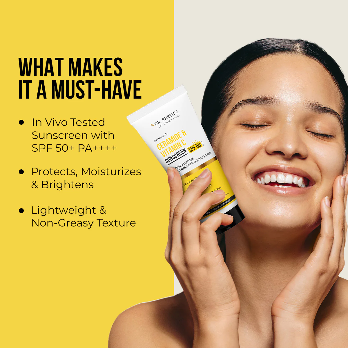 Ceramide & Vitamin C Sunscreen - 80 gm In-Vivo Tested SPF 50+ PA ++++ - Image 3