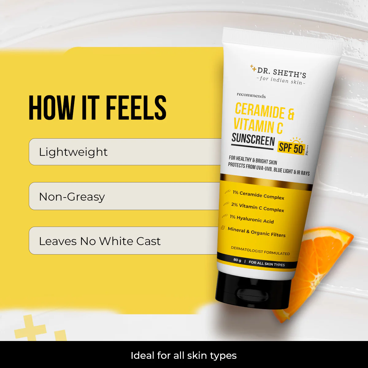 Ceramide & Vitamin C Sunscreen - 80 gm In-Vivo Tested SPF 50+ PA ++++ - Image 7