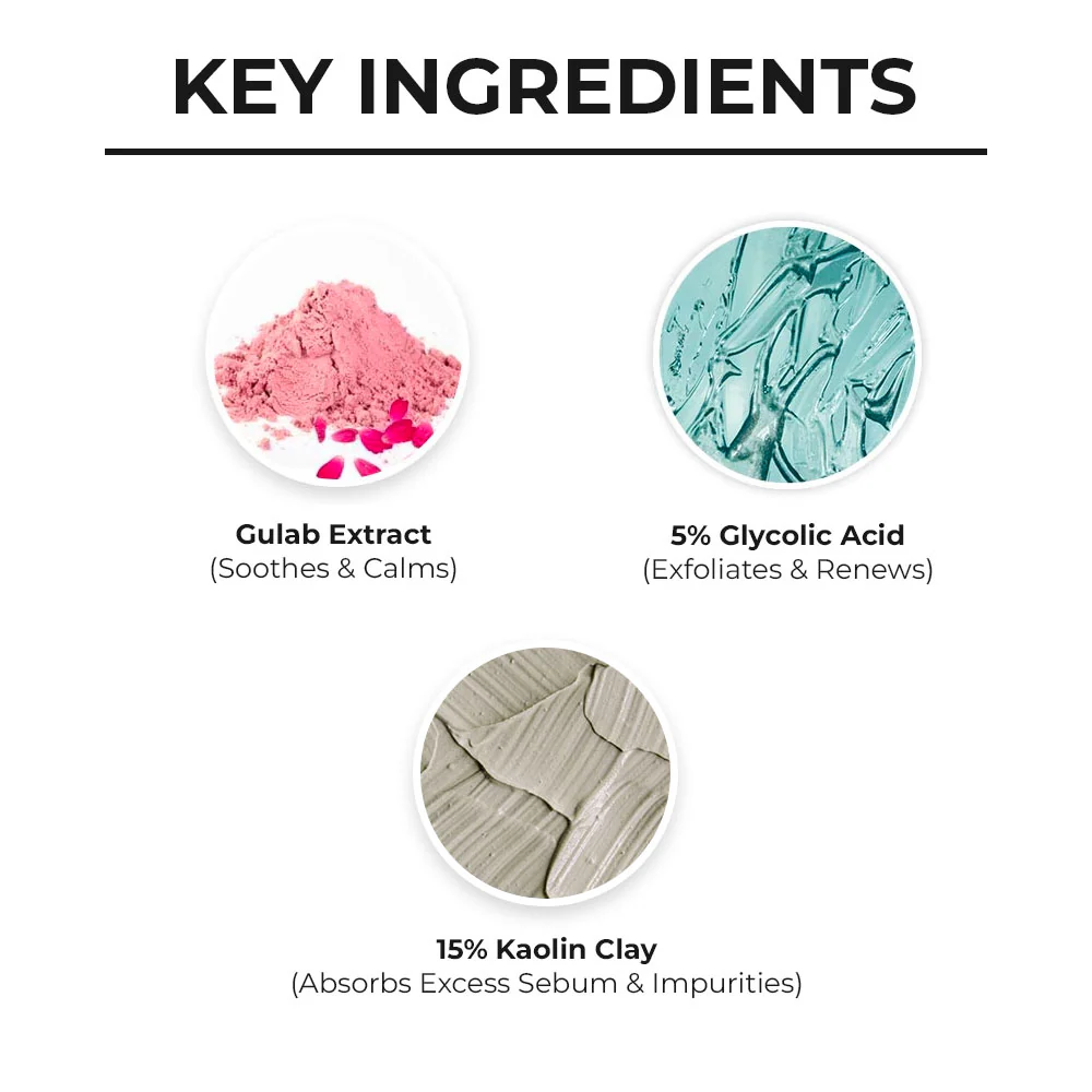 Gulab & Glycolic Acid Face Mask - 50g - Image 3