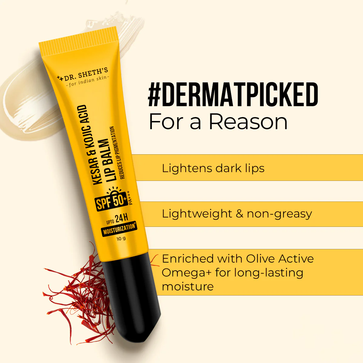 Kesar & Kojic Acid Lip Balm - 10g - Image 3