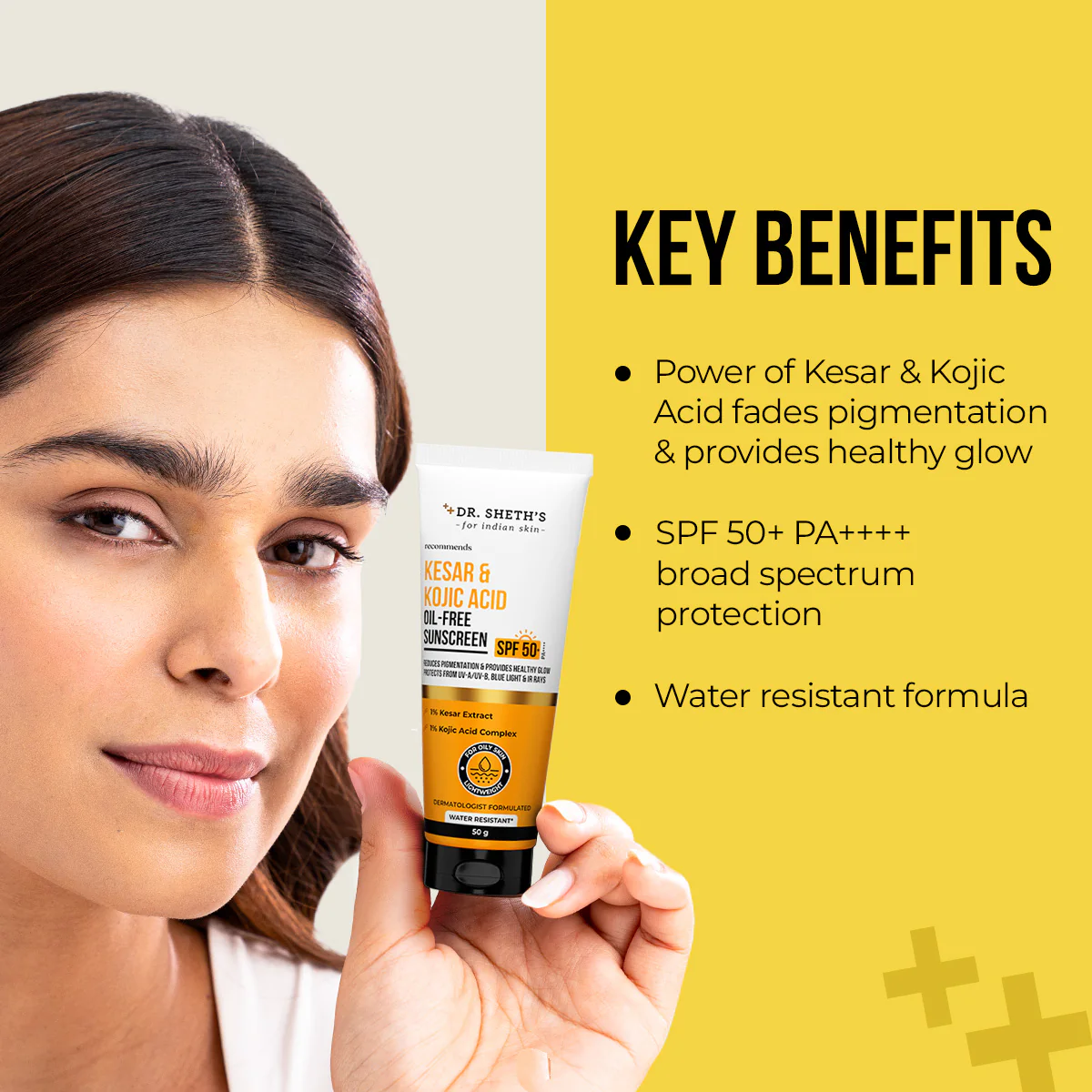 Kesar & Kojic Acid Oil Free Sunscreen - 50g In-Vivo Tested SPF 50+ PA ++++ - Image 4