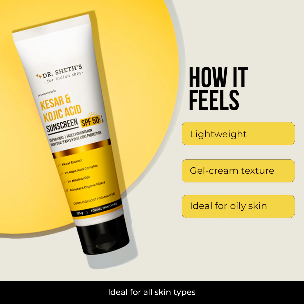 Kesar & Kojic Acid Sunscreen - 125g In-Vivo Tested SPF 50+ PA ++++ - Image 6