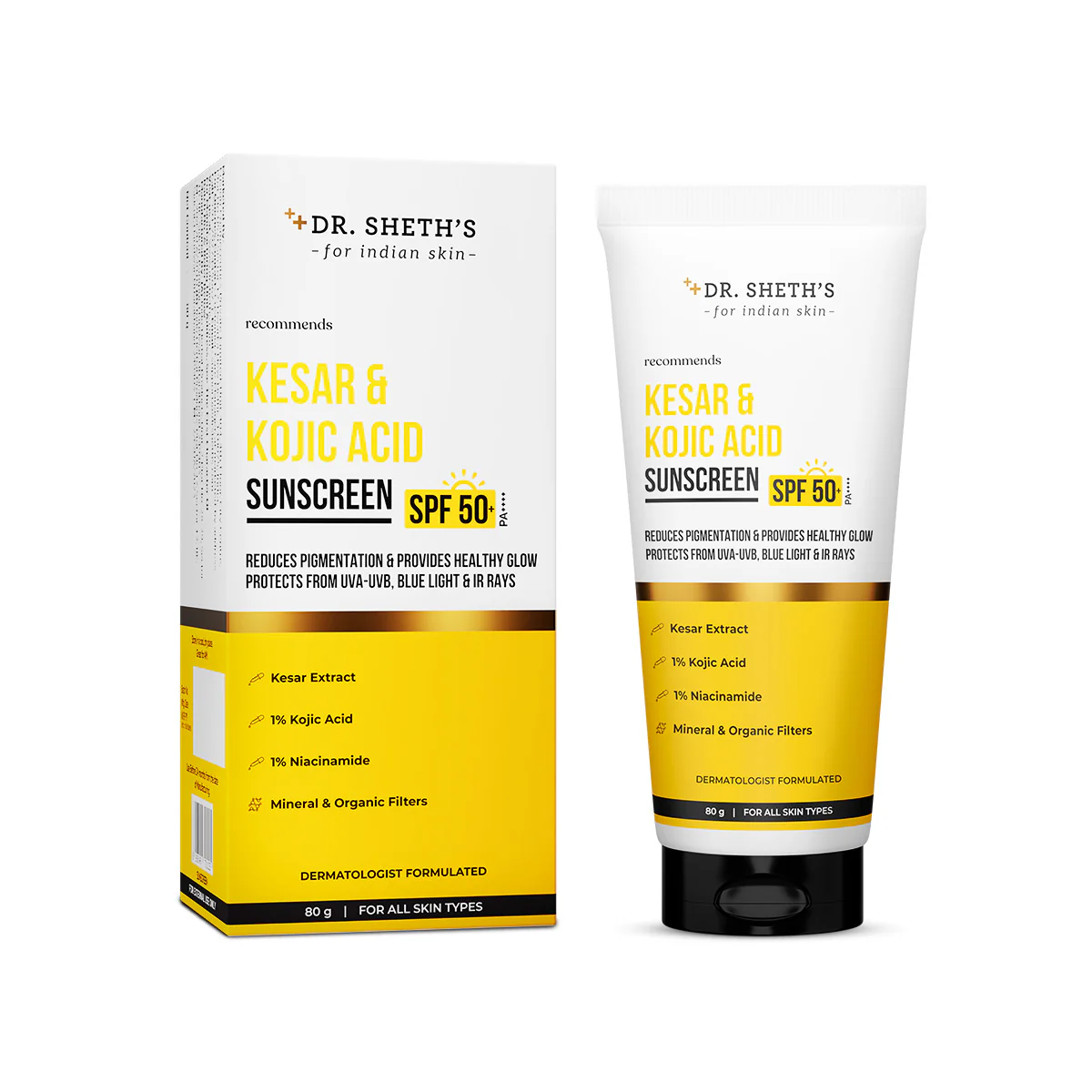 Kesar & Kojic Acid Sunscreen - 80g In-Vivo Tested SPF 50+ PA ++++ - Image 12